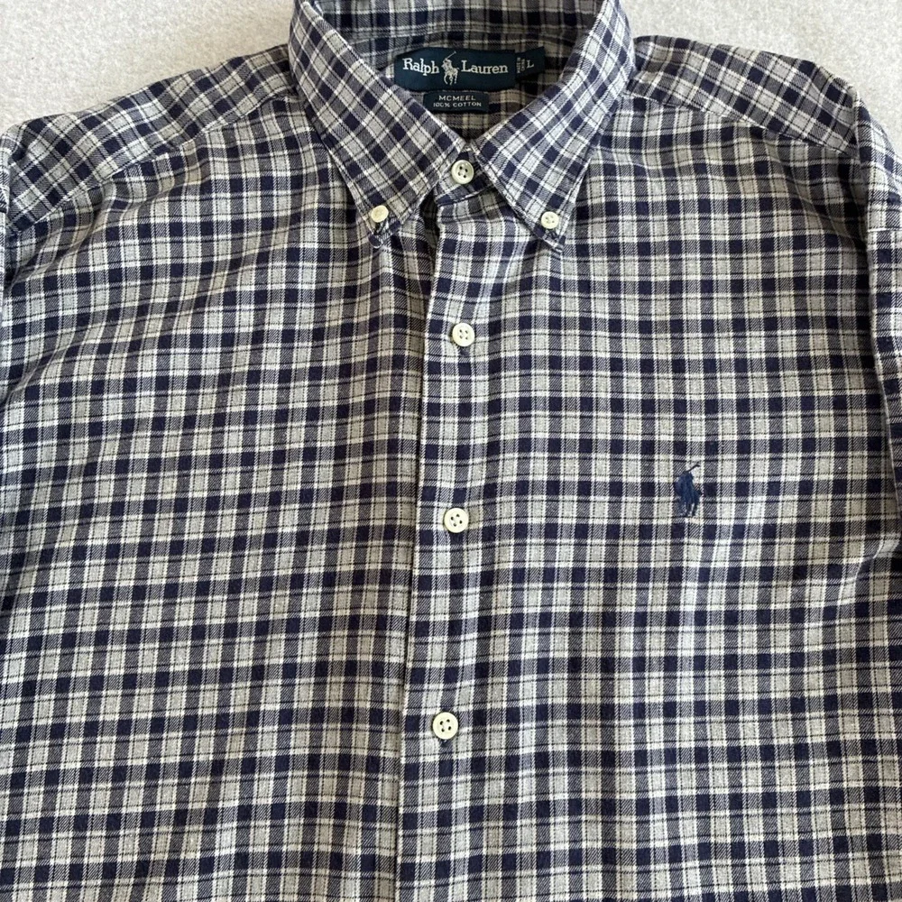 Polo Ralph Lauren Mens McMeel Fit 100% Cotton Sz L Button Up Long Sleeve Plaid